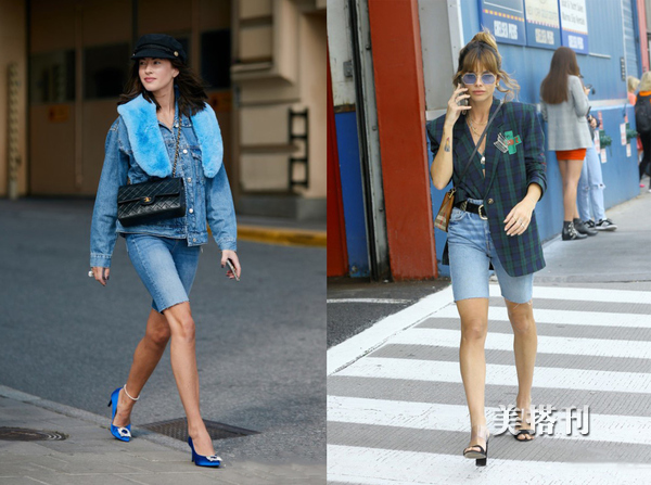 夏季复古骑行牛仔裤,时尚骑行裤运动风也能很时尚