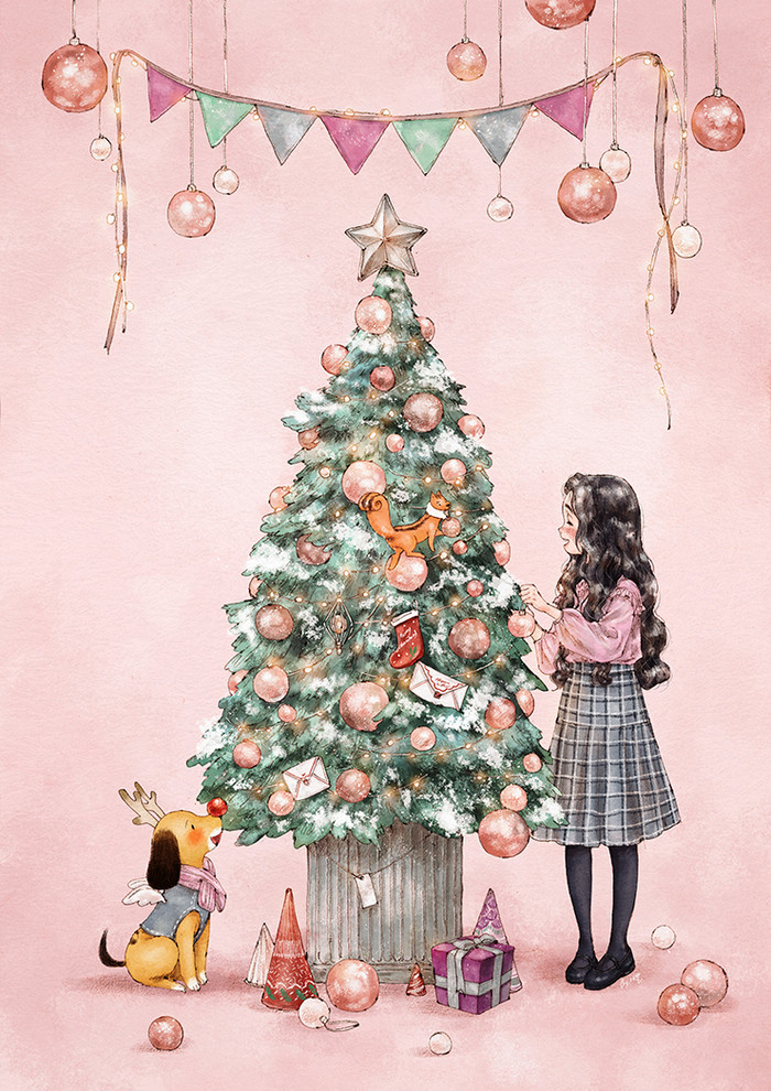 韩国插画师森林女孩日记图文,水彩插画森林女孩日记