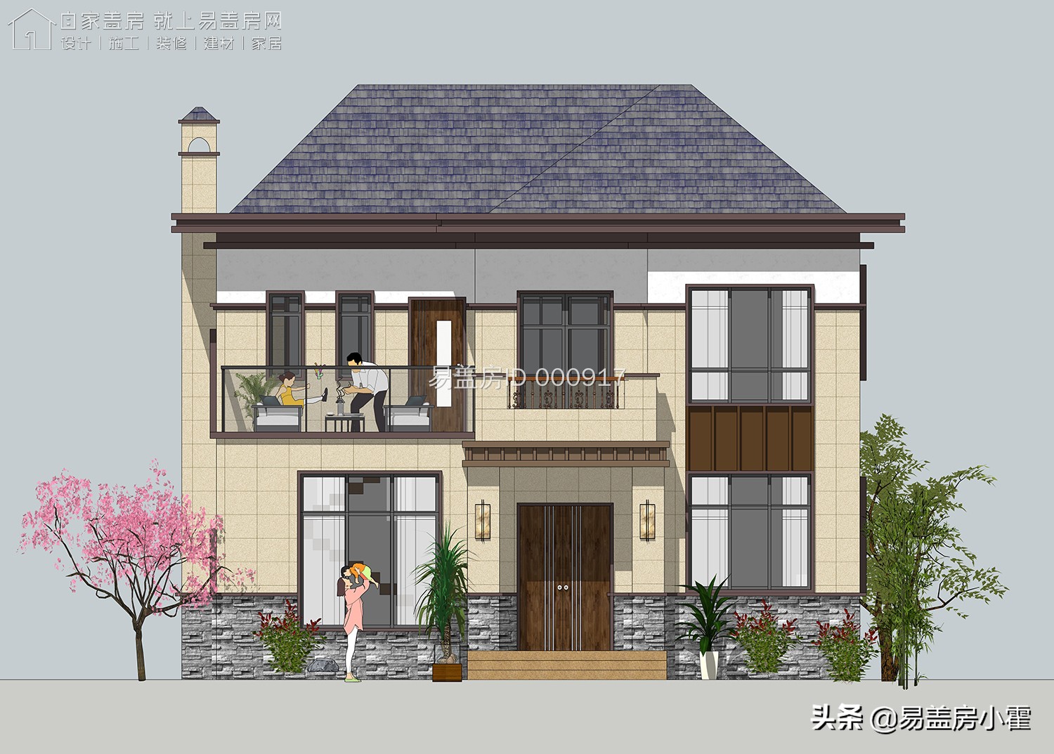 农村自建房2层欧式别墅设计,面宽10米欧式风格二层小别墅