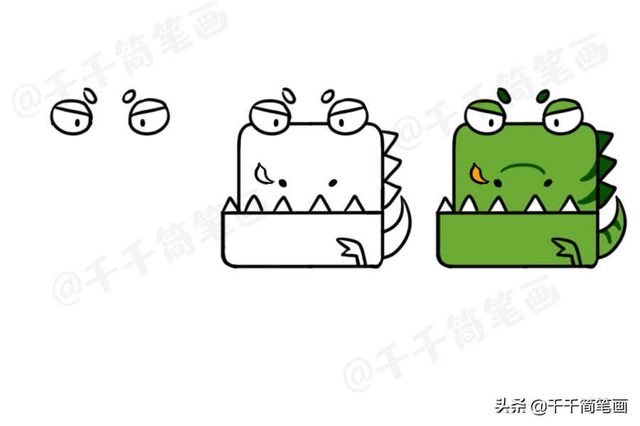 100个动物简笔画老虎,用圆形画各种小动物简笔画