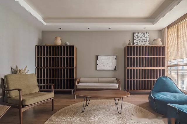 原木风吊顶效果图客厅简约,简约原木风