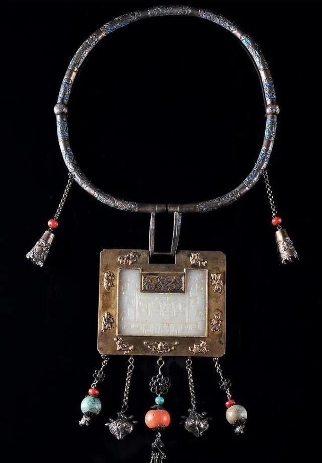 古代双寿长命锁,古人颈饰长命锁