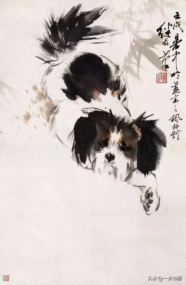 名家画狗速写作品欣赏,国画各种狗的画法