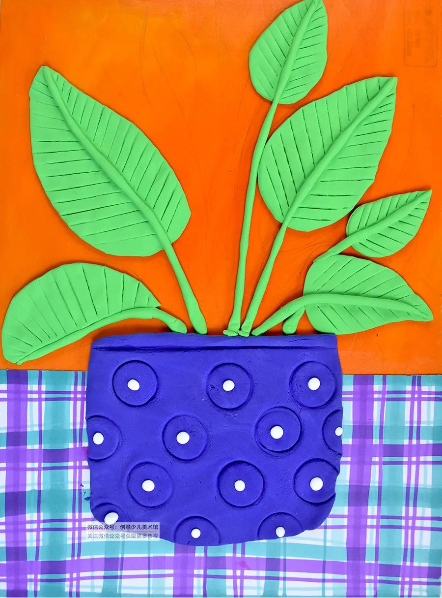 红掌儿童创意画,仙人掌画儿童画教程