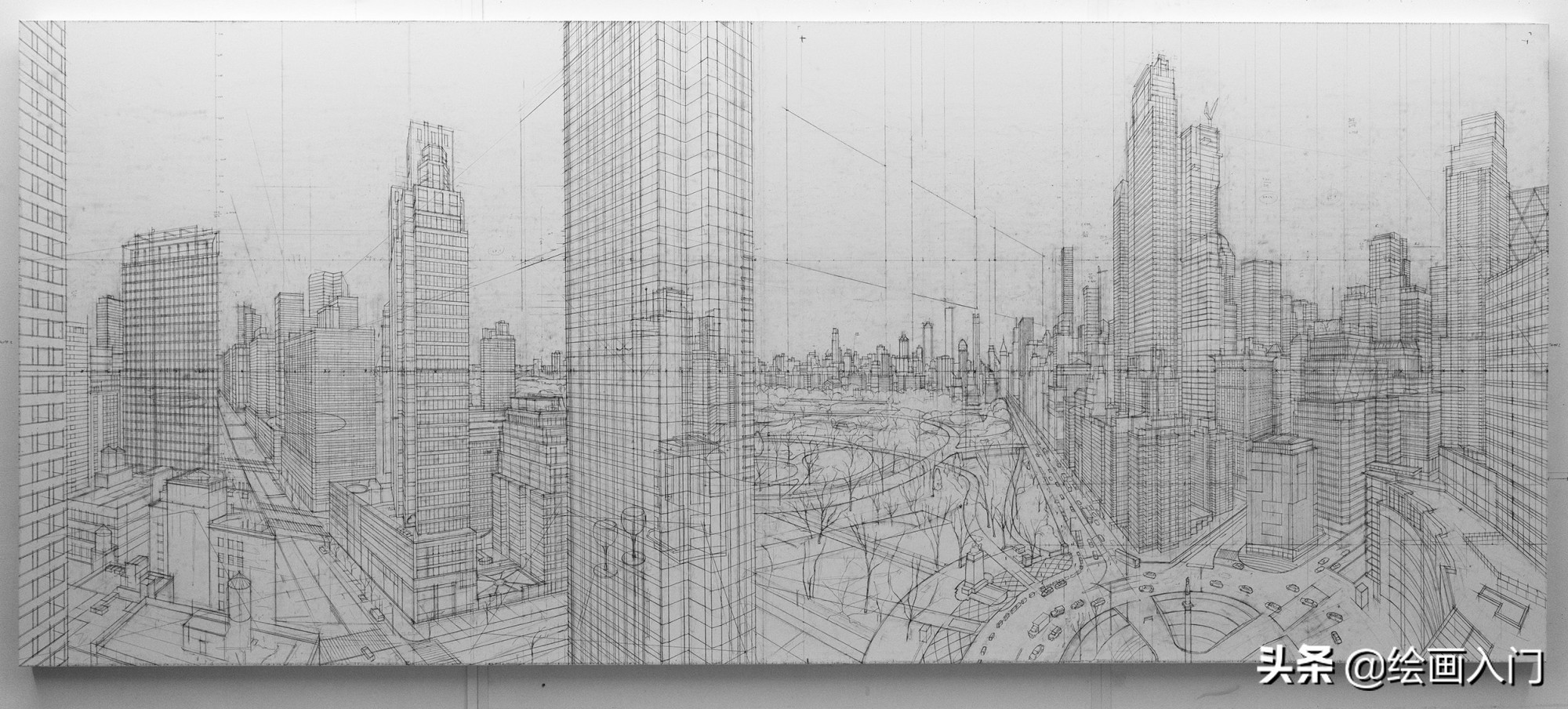 人肉相机艺术家，用最传统的方式绘制超写实风格城市风景，惊人