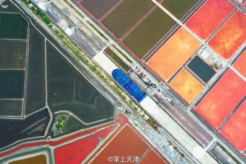 潍坊滨海七彩盐田,七彩盐田航拍