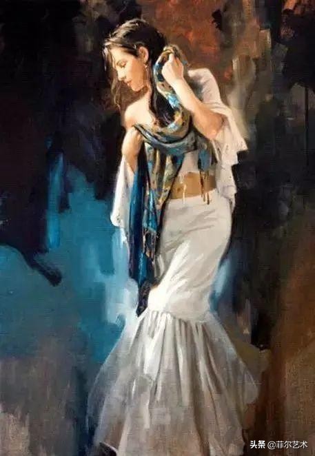 现代艺术油画中的美人,阳光美少女图片绘画