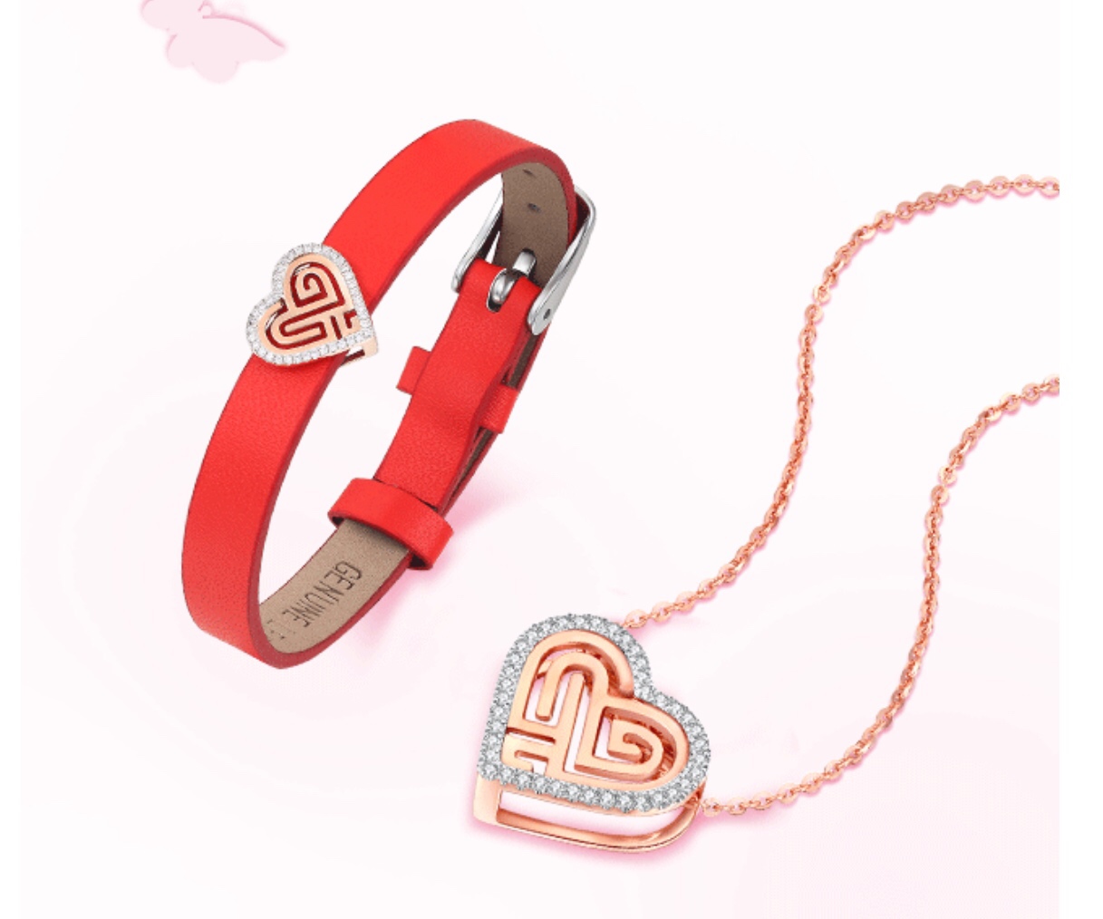 六福珠宝ins风小卷边项链寓意,六福珠宝戒指心形款