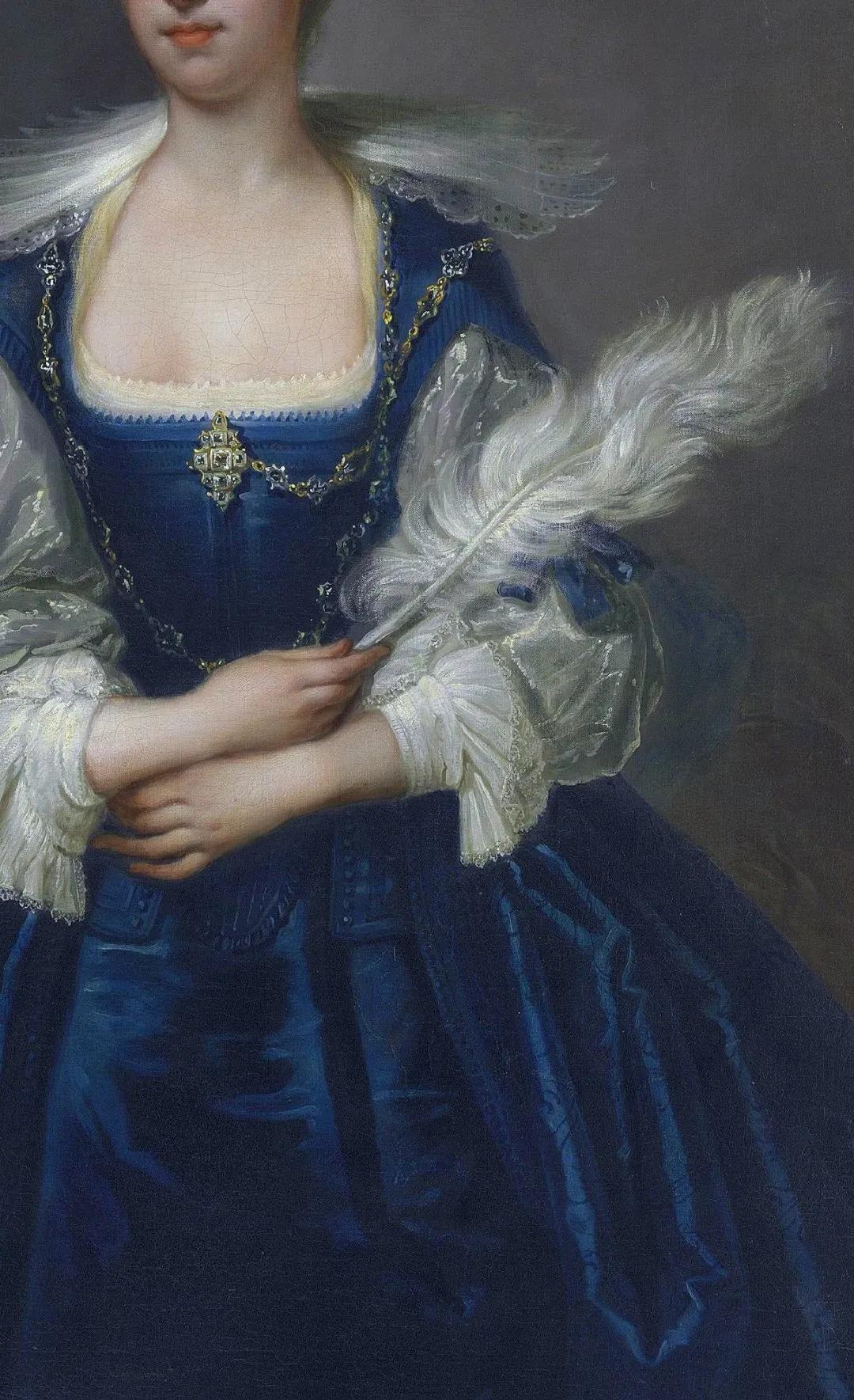 油画中的复古裙子,蓝色油画裙子