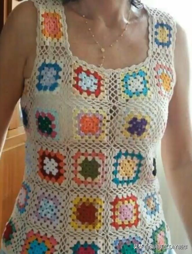 祖母方格编织长款外套教程,针织作品70款简约