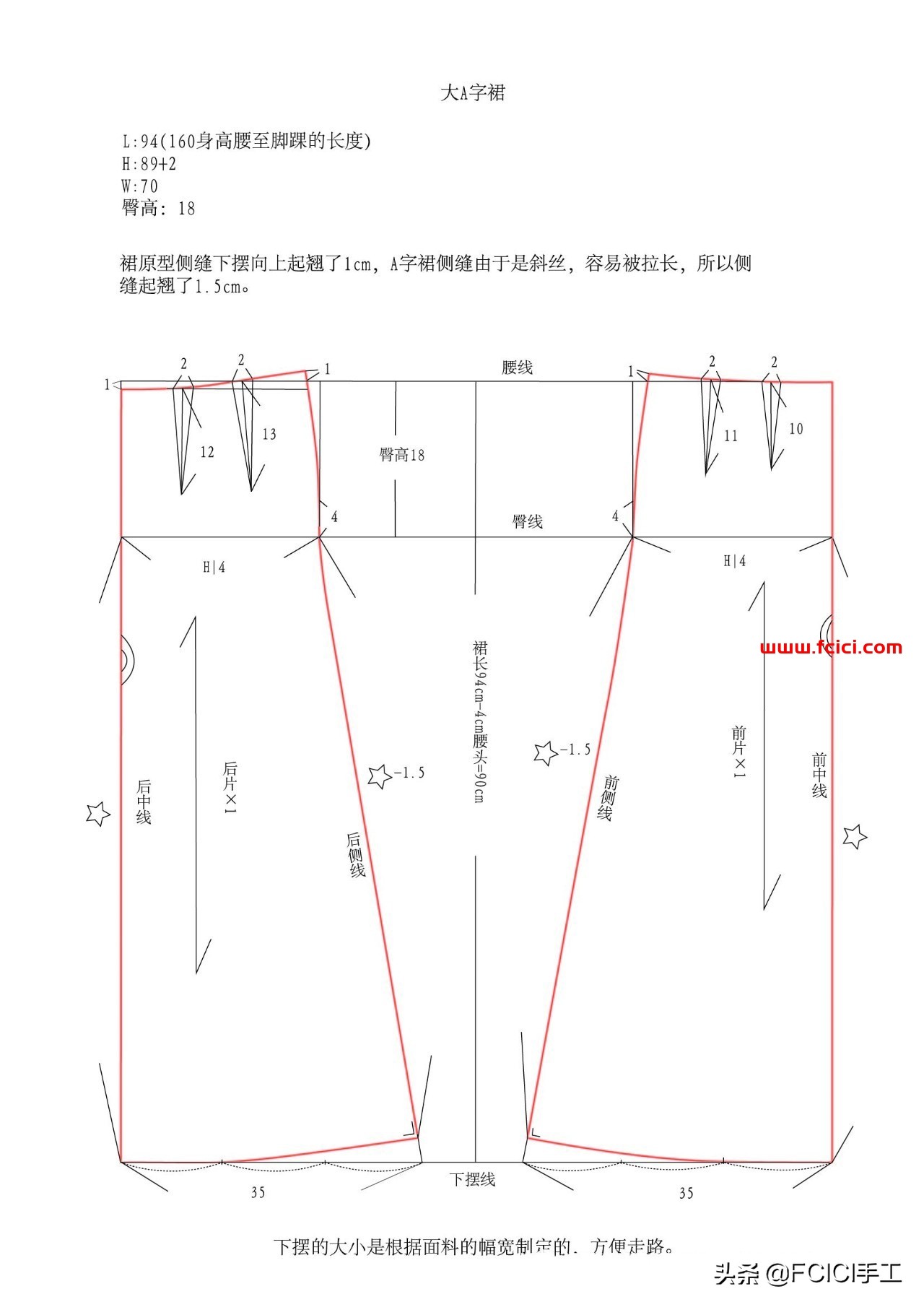 一块布如何剪出a字半身裙,一块布怎么做a字裙中长裙