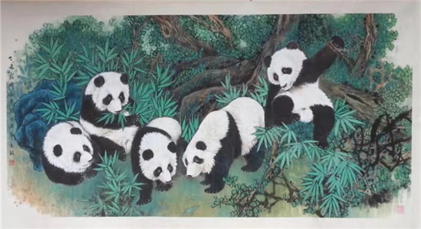 黄若愚的画,张玉涛的熊猫画
