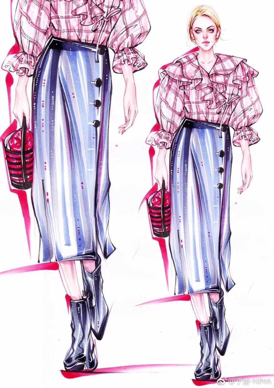 礼服怎么画好看仙气用彩铅,马克笔和彩铅裙子上色教程