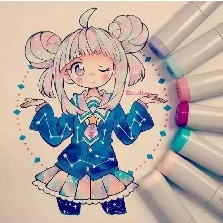 马克笔动漫上色教程q版,动漫手绘马克笔上色教程