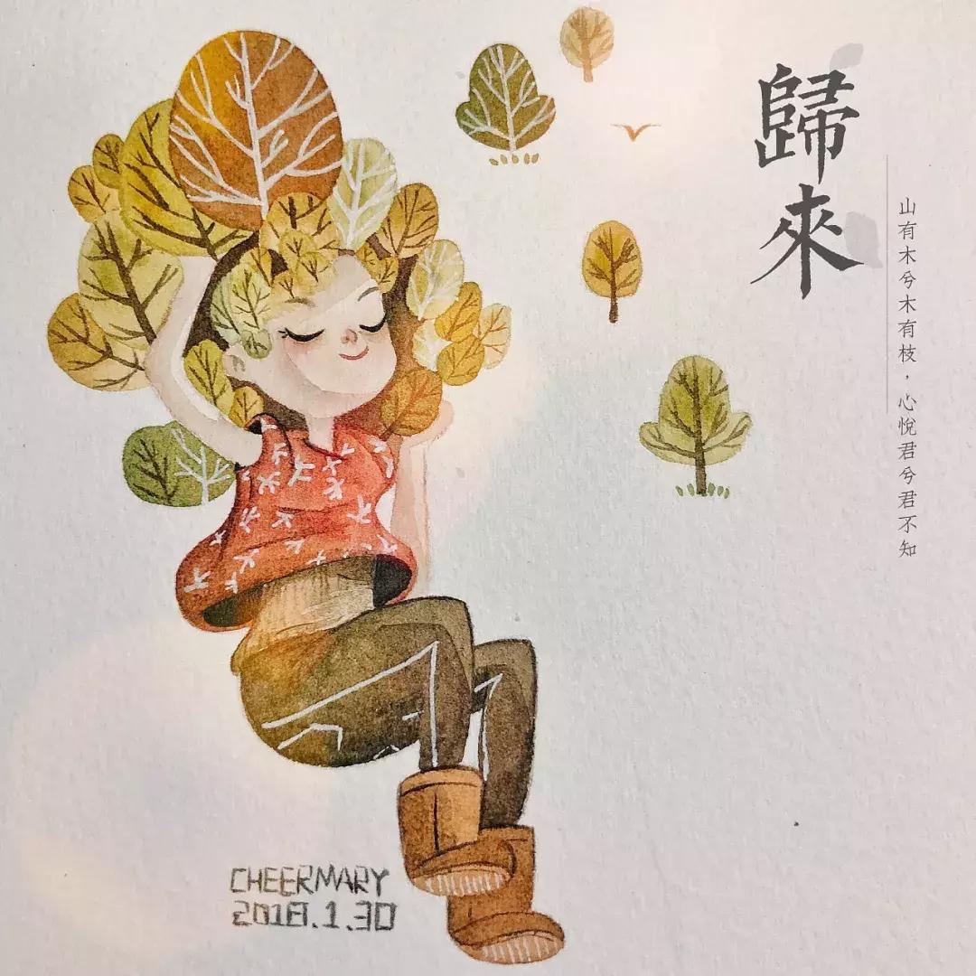 简笔画可爱小人插画,超萌可爱的插画小人