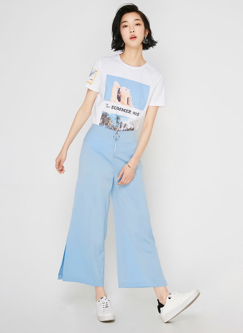 黑色高腰阔腿裤雪纺显瘦又显高,垂顺阔腿裤雪纺显瘦