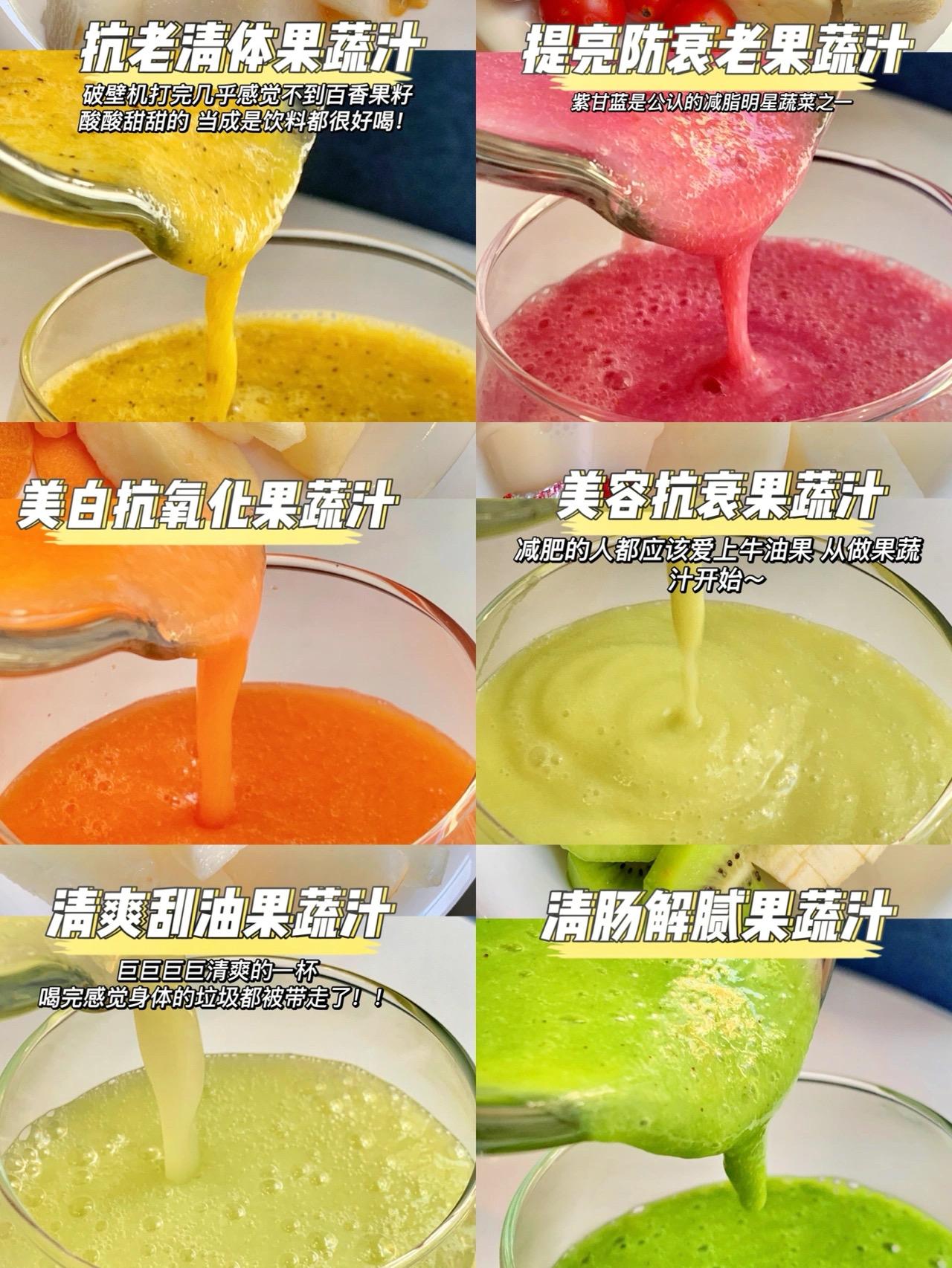 各种蔬菜水果汁搭配大全,70种水果汁搭配大全表格