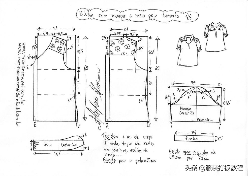 女士雪纺上衣的裁剪教程,长雪纺外套披风裁剪图纸