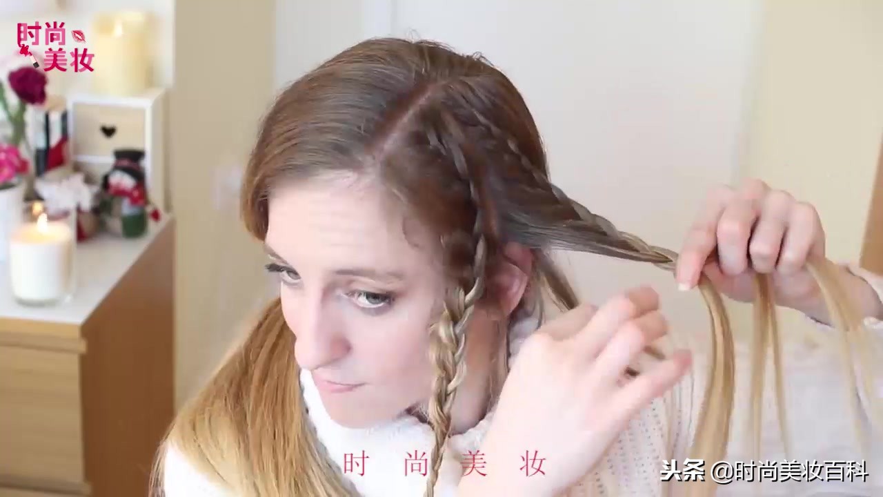 渔夫帽短发型编发教程,海边造型中短编发