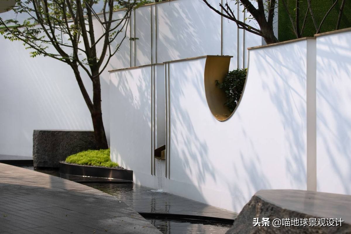 景墙圆形造型价格,简洁欧式庭院景观墙设计