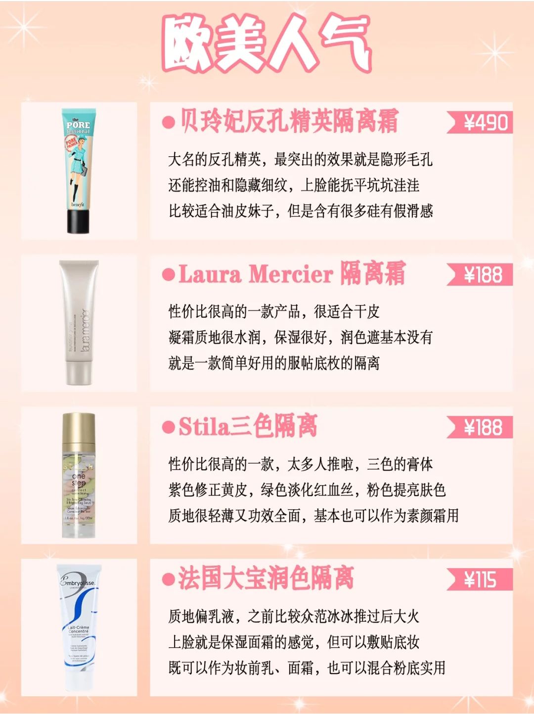 32款隔离霜妆前乳测评功课大合集!适合自己的才是Zui好的