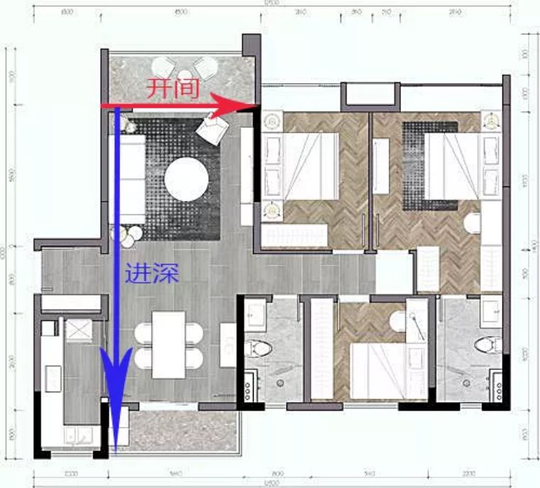 有钱人看不上眼的横厅，在他这里却变成了贵气的中式宫廷