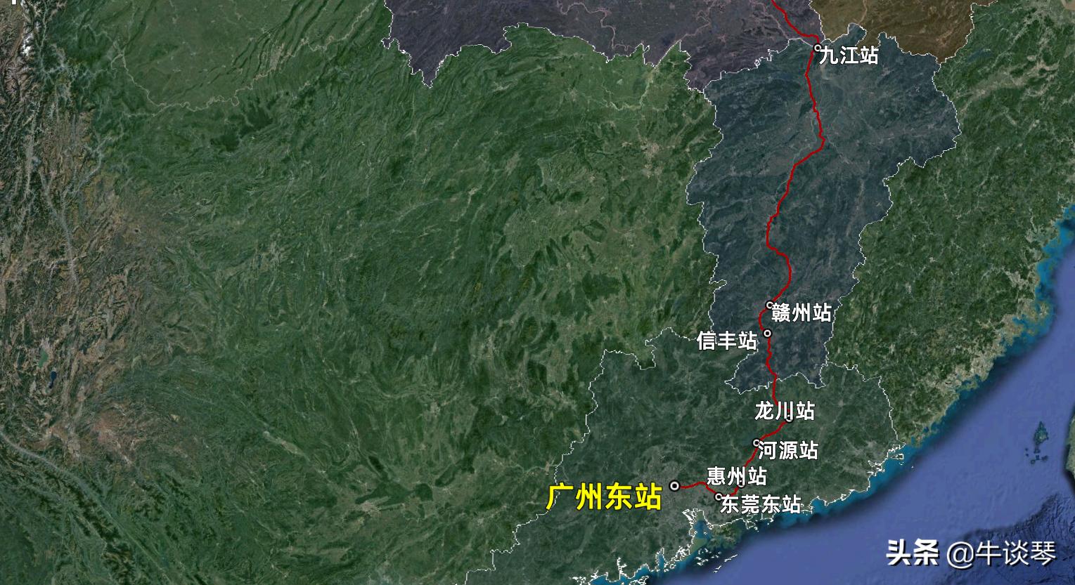 K732次列车线路图，广州东开往大同，线路全程2847公里