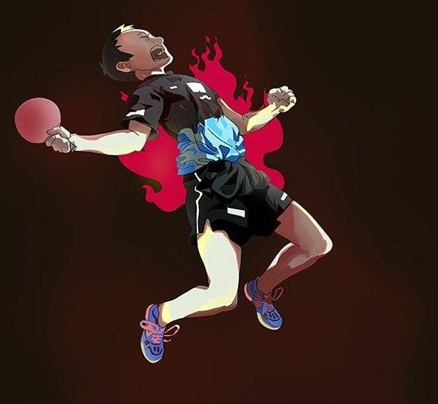 国乒运动员晒照片,国乒漫画图林高远