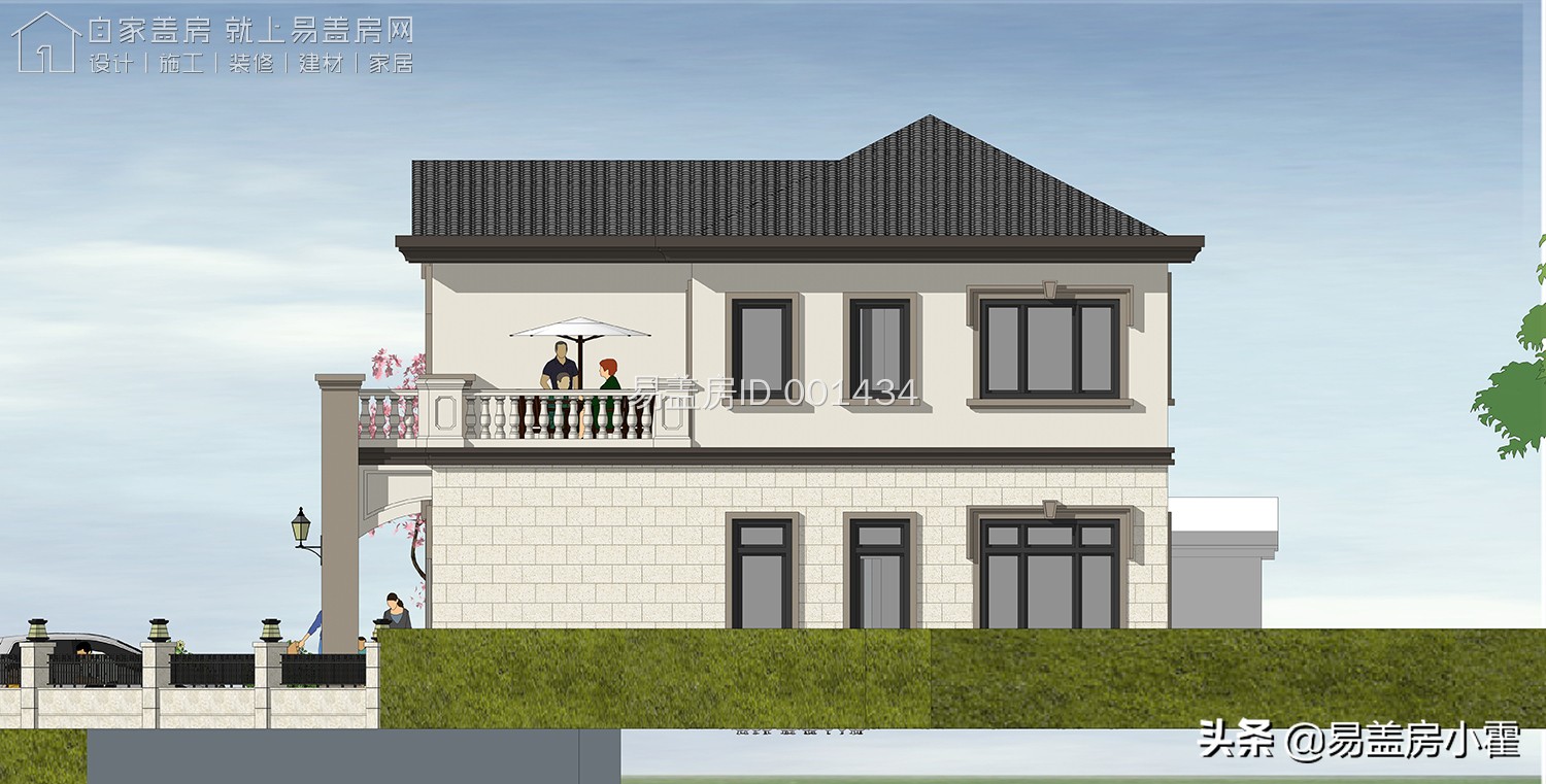 农村自建房2层欧式别墅设计,面宽10米欧式风格二层小别墅