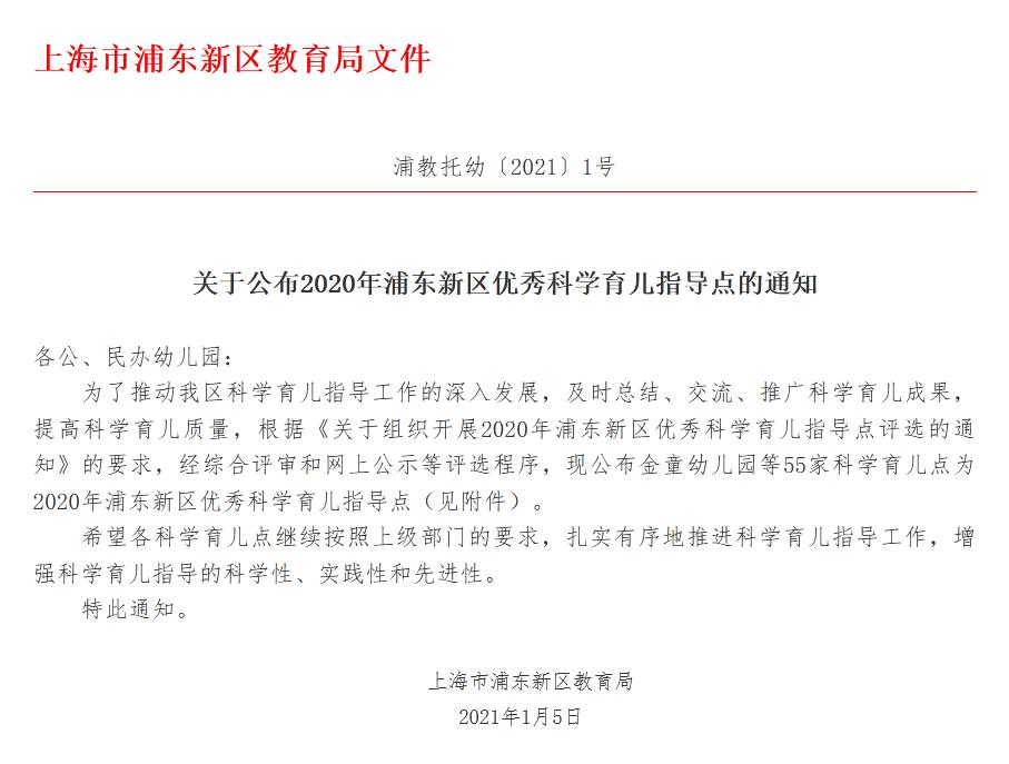 官宣！上海这个区“优秀育儿点”名单出炉，55家幼儿园上榜