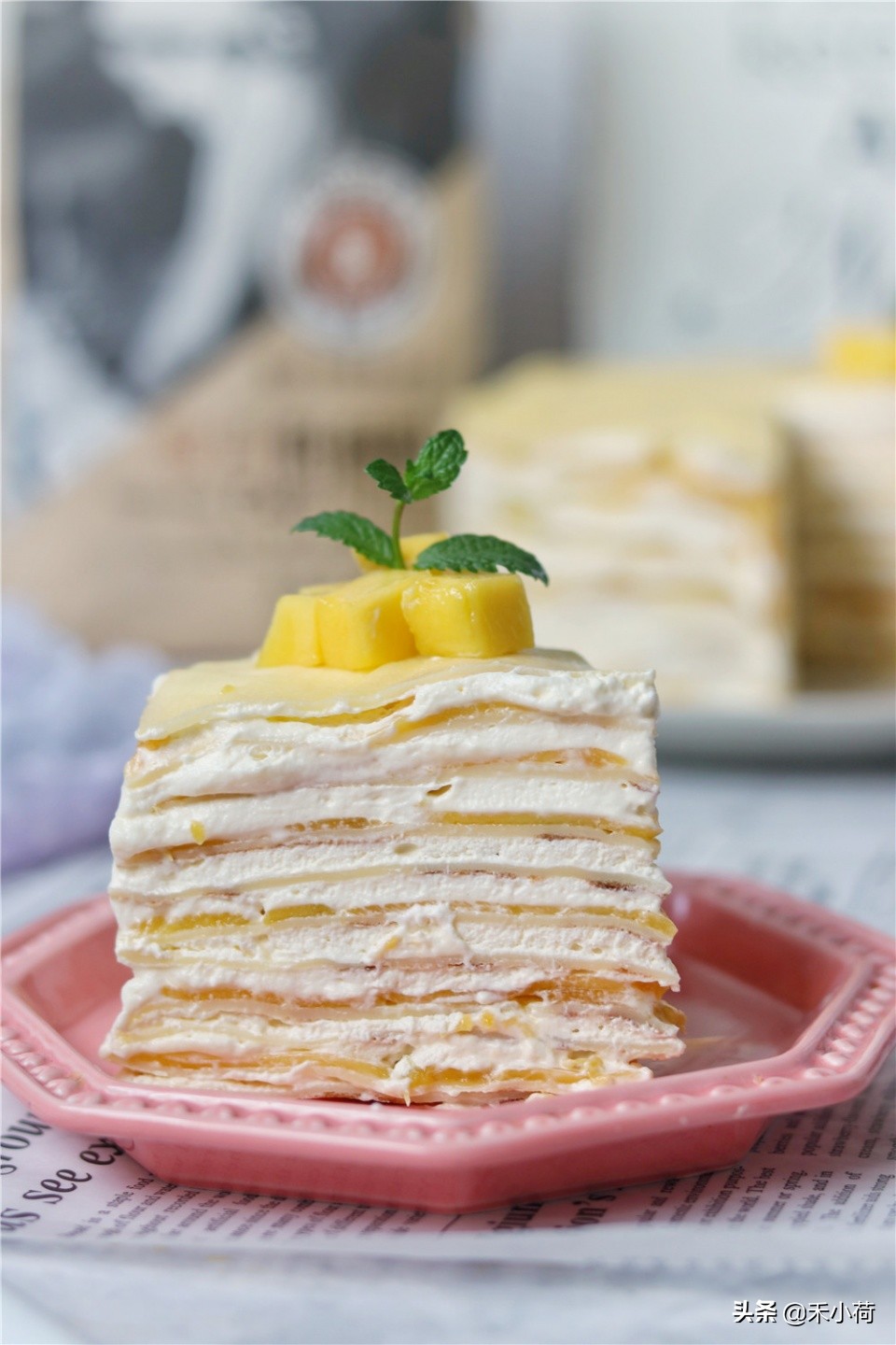 婆婆买一箱芒果吃不完,做成蛋糕香甜细腻,女儿一口气吃了3份
