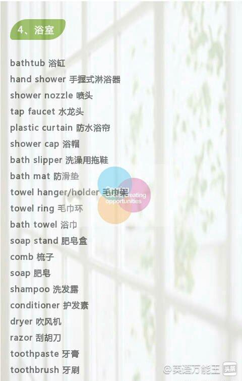 家具类英语知识,英语日常家具用语