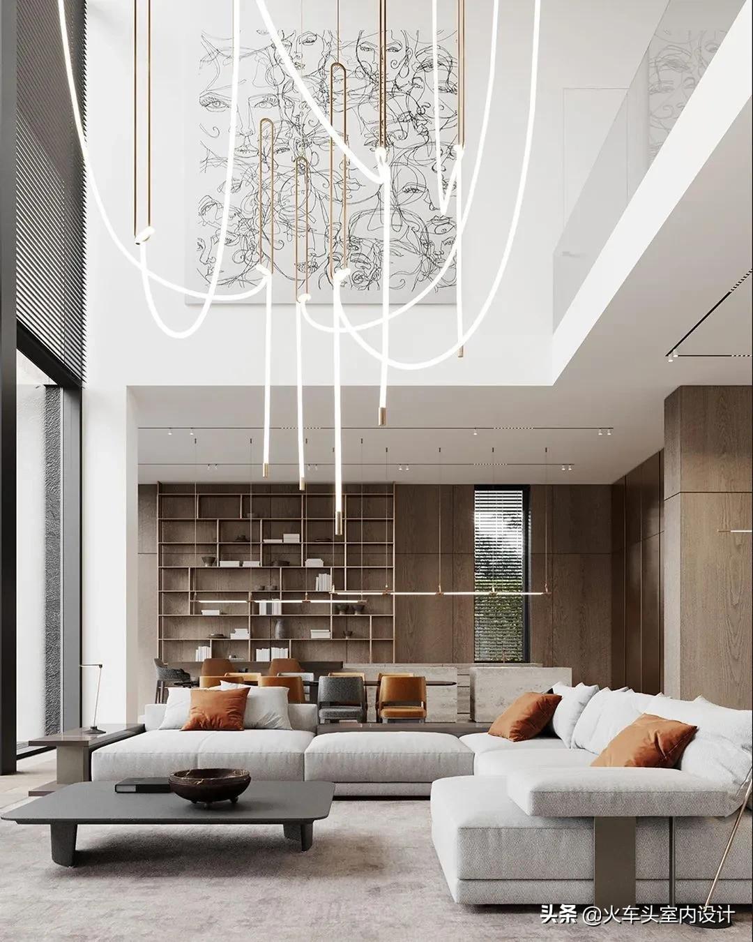 80款挑空客厅设计,大宅就该有这气势