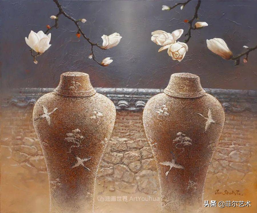 韩国画家朱世柱的作品非常出色,温暖、音乐和神秘