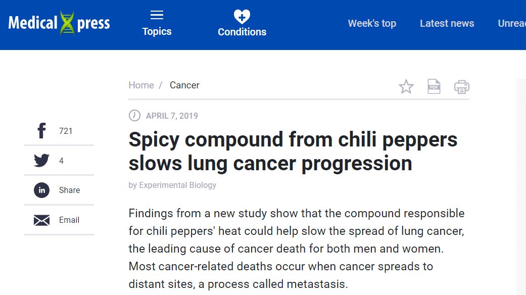 研究表明吃辣椒防癌,研究显示常吃辣椒能降低死亡风险