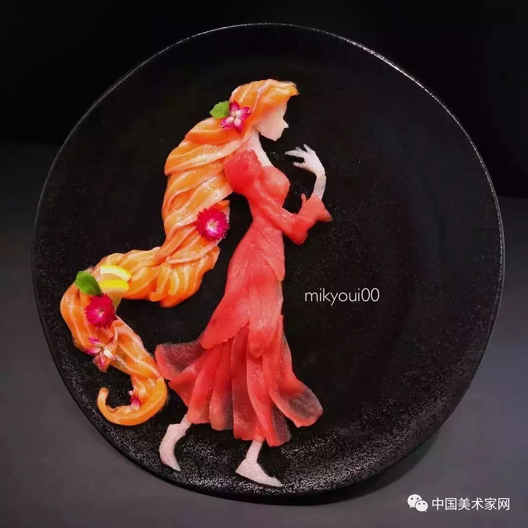 刺身的艺术图片大全,用生鱼片画作品