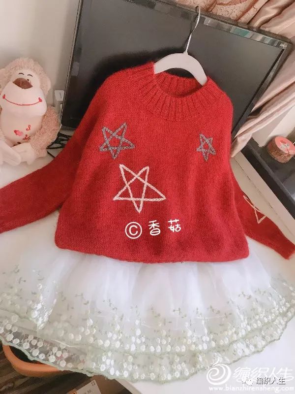 山羊绒女宝毛衣的编织教程,女宝彩虹色套头毛衣编织全过程