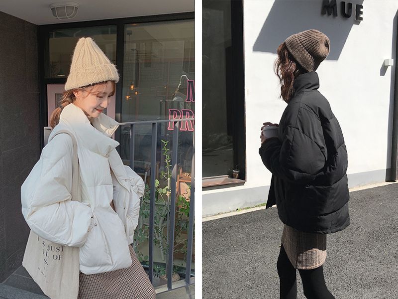 小个子穿搭2020冬面包服,小个子冬天穿搭背影面包服