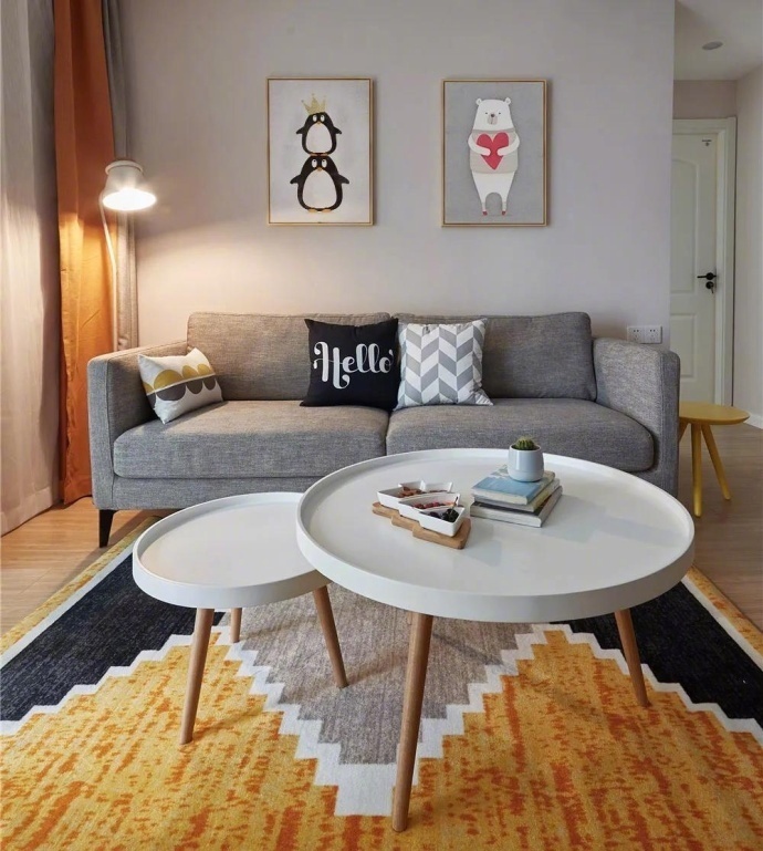 现代简约风格90平米二房装修图,现代简约风装修二室南北通透户型