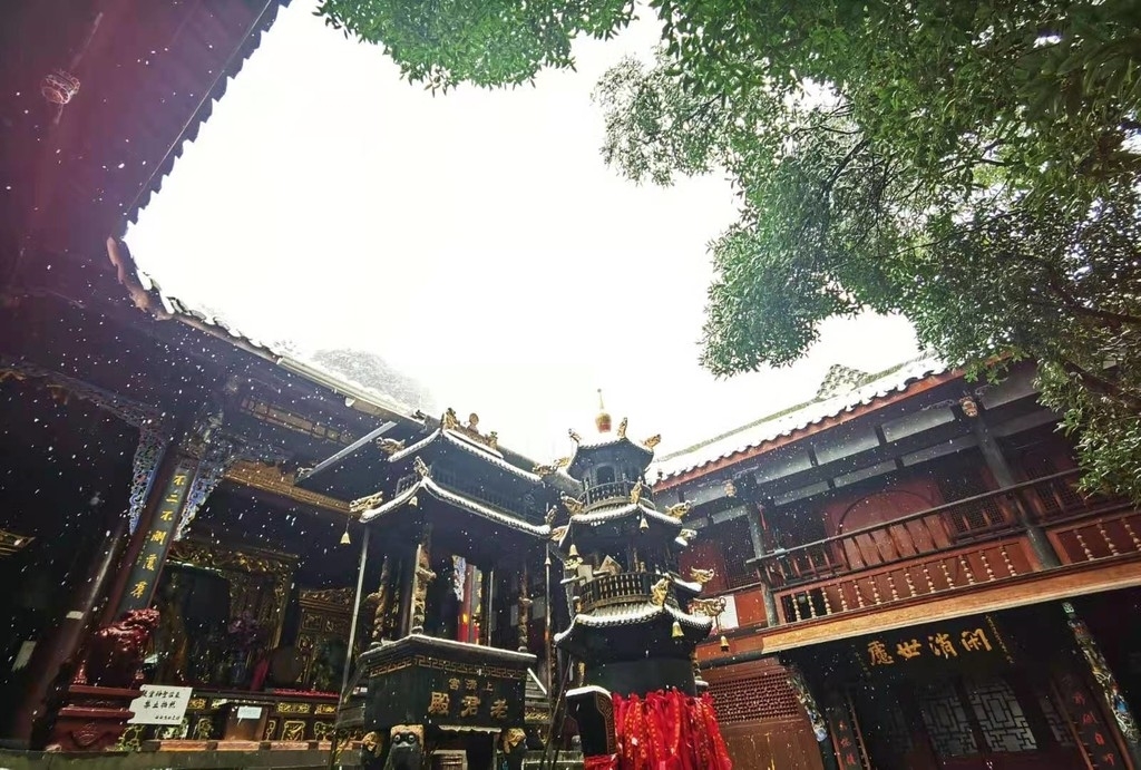 青城山什么时候去有雪,太美了难得一见的雪景