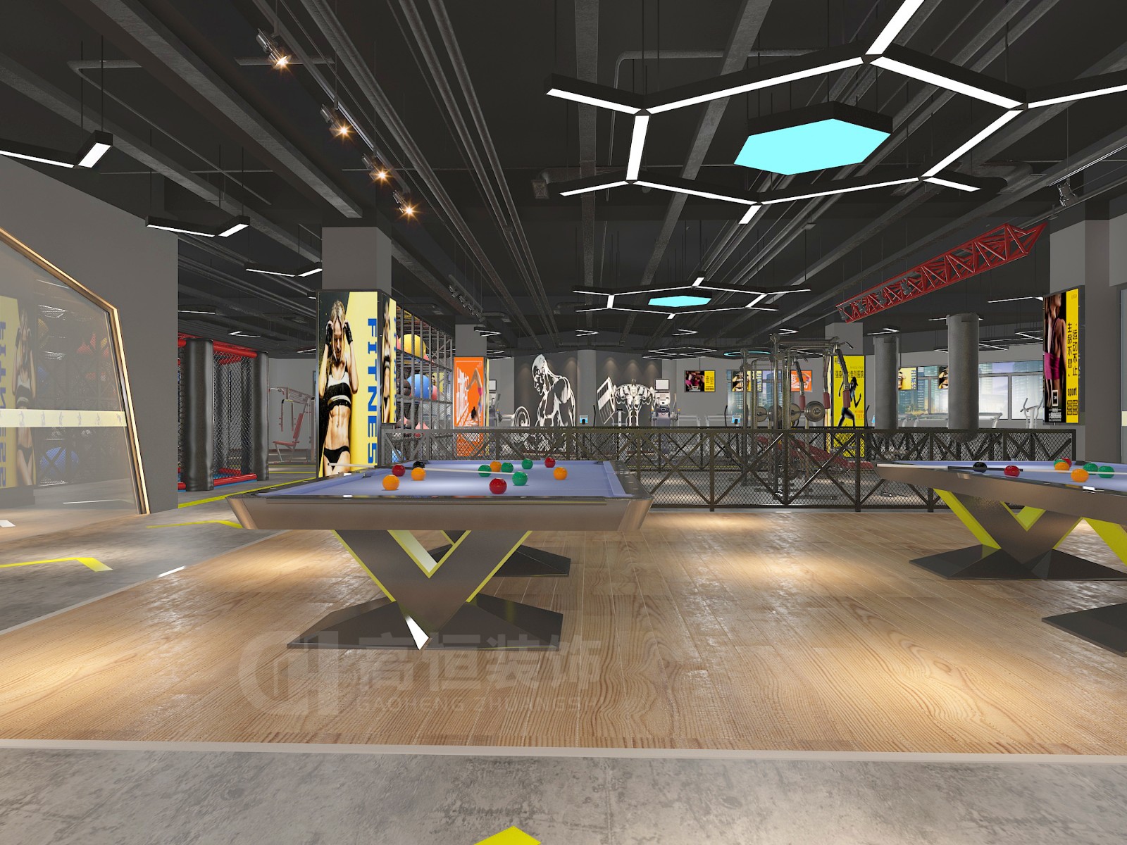 健身房设计装修效果图,健身房装修设计上海
