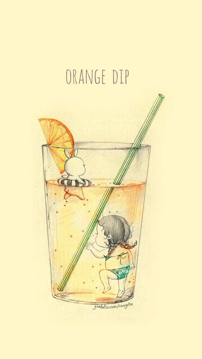 少女与兔子插画,兔子手绘创意插画