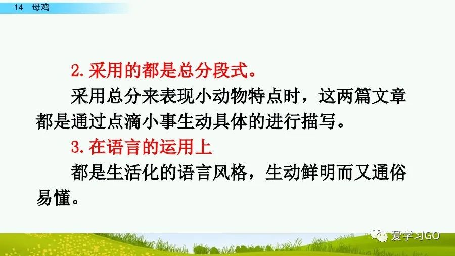 部编版四年级下册15课白鹅解析,部编版四下语文第13课母鸡预习