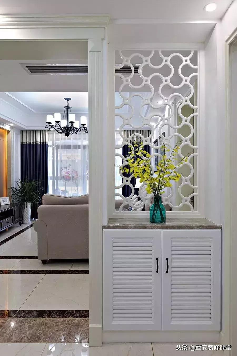 进门餐厅屏风隔断效果图轻奢,进门正对卫生间屏风隔断效果图