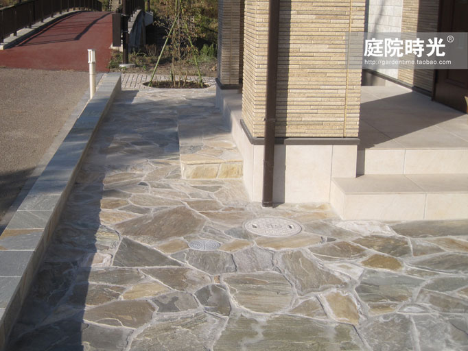 中式庭院古代老石板铺装,庭院铺装样式区域颜色搭配