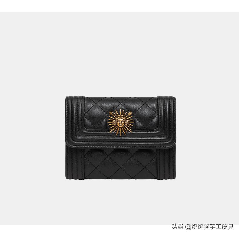 太阳神复古菱形格零钱包