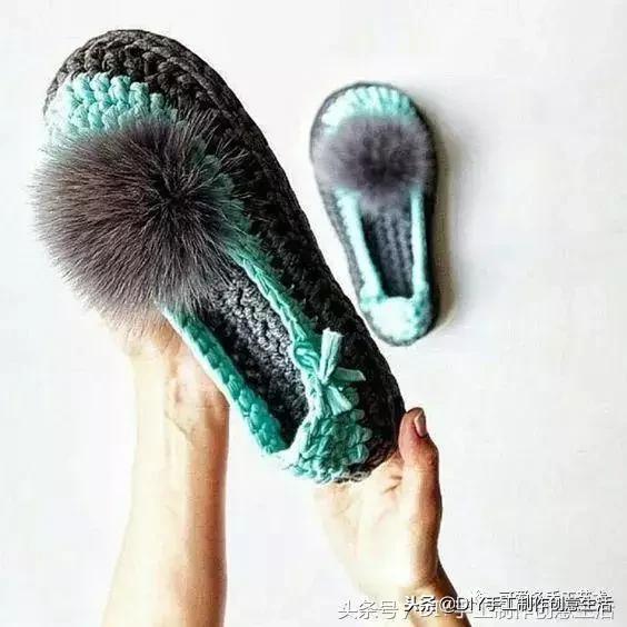 布条线桃花拖鞋编织教程,旧布条编拖鞋方法