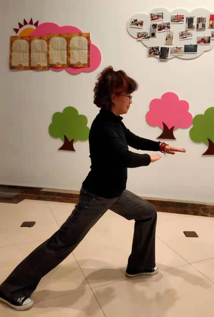 马步格挡弓步劈掌,马步推手掌