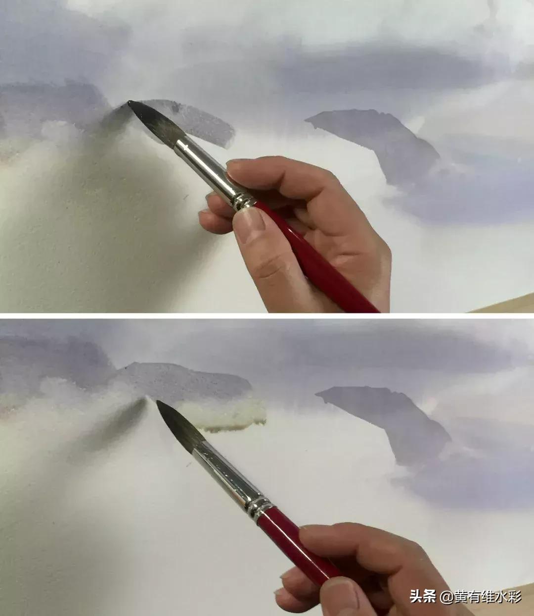 水彩画山风景入门,远山画法入门教程