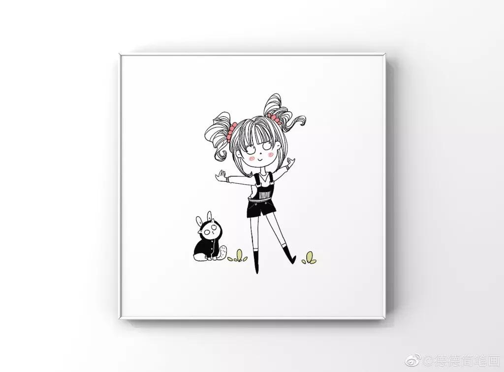 简单清新花卉的简笔画图片大全,唐老鸭简笔画可爱清新小女孩